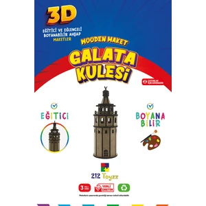 212 Toyzz 212TOYZZ 3D Boyanabilir Ahşap Galata Kulesi Maketi - Çocuklar Için Eğitici Oyuncak