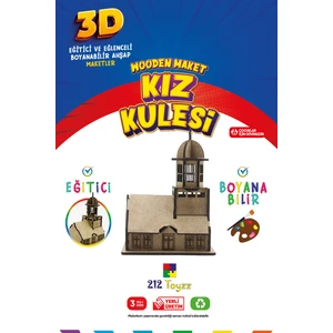 212 Toyzz 212TOYZZ 3D Boyanabilir Ahşap Kız Kulesi Maketi - Çocuklar Için Eğitici Oyuncak