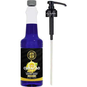 By Tüfekçi Blue Curucao (Turunç) Aromalı Kahve, Pasta ve Kokteyl Şurup 750 ml ve Şurup Pompası Avantajlı Set