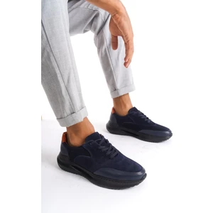 Hakiki Deri MBKRY301-LCV Erkek Lacivert Sneaker & Spor Ayakkabı