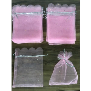 12X14 cm Pembe Çerez Kesesi Organze Tül Kese Lavanta Kesesi(10 Adet)