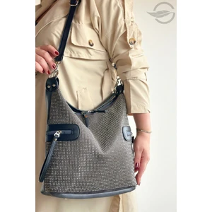 Galb Leather Büyük Boy Günlük Kullanıma Uygun Taşlı Salaş Kadın Omuz Çantası