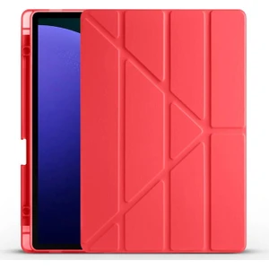 Samsung Galaxy Tab S9 Fe Plus Uyumlu Kılıf Zore Tri Folding Kalem Bölmeli Standlı Kılıf, Kırmızı
