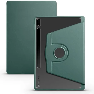 Samsung Galaxy Tab S7 Plus T970 Uyumlu Kılıf Zore Termik Kalem Bölmeli Dönebilen Standlı Kılıf, Koyu Yeşil