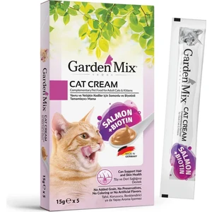 Garden Mix Kedi Kreması Somon+Biotin 15 gr x 5 Adet Kedi Ödül Maması