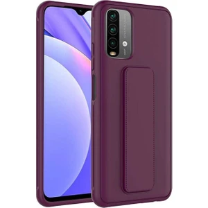 Xiaomi Redmi Note 10S Uyumlu Kılıf Qstand Kapak, Mürdüm