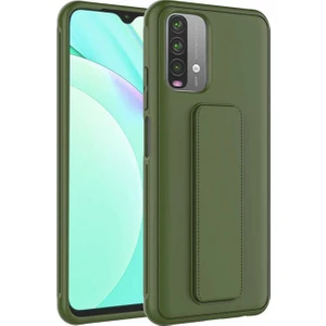 Xiaomi Redmi Note 10S Uyumlu Kılıf Qstand Kapak, Koyu Yeşil