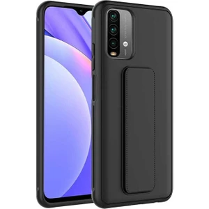 Xiaomi Redmi Note 10S Uyumlu Kılıf Qstand Kapak, Siyah