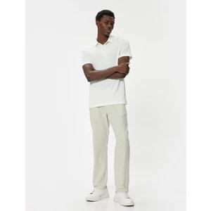 Keten Pantolon Cep Detaylı Düğmeli