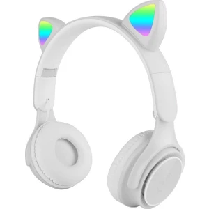 Zore M6 Pro Cat Rgb LED Işıklı Kedi Kulağı Band Tasarımlı Ayarlanabilir ve Katlanabilir Kulak Üstü Bluetooth Kulaklık, B
