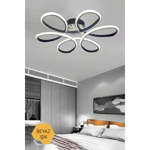 Asva Design Siyah Papatya Modern Beyaz Ledli Plafonyer Avize