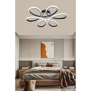 Asva Design Siyah Papatya Modern Üç Renk Işık Ledli Plafonyer Avize