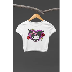 Fuddy Moda Sevimli Kuromi Baskılı Kız Çocuk Crop Top, Kuromi Baskılı Çocuk Crop Bluz