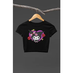Fuddy Moda Sevimli Kuromi Baskılı Kız Çocuk Crop Top, Kuromi Baskılı Çocuk Crop Bluz