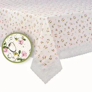 Mutlu Land Carmen Pvc Masa Örtüsü Kenar Dantel Krem - Pembe