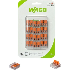 221-413  4mm² Kollu Birleştirme Konektörü 3-Lü Buat 12ADET