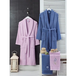 Sternen Glanz Unisex 4'lü Bornoz Set Nakışlı Baş Havlulu Çeyiz Seti Hamam Seti Banyo Seti %100 Pamuk