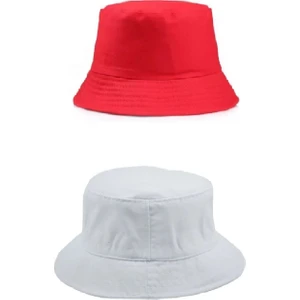 Ikili Yazlık Kumaş Kova Şapka, Erkek Kadın Düz Balıkçı Bucket Şapka, Unisex