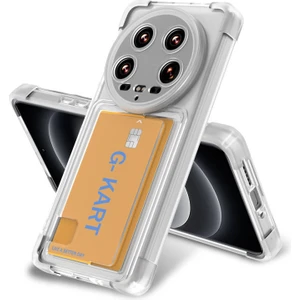 Techno Guru Xiaomi Mi 14 Ultra Kılıf Kartlıklı ve Airbag Tasarımlı Şeffaf G-Kart Kapak