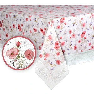 Mutlu Land Dolores Pvc Masa Örtüsü Kenar Dantel Beyaz - Kırmızı