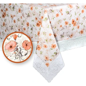 Mutlu Land Dolores Pvc Masa Örtüsü Kenar Dantel Beyaz - Turuncu