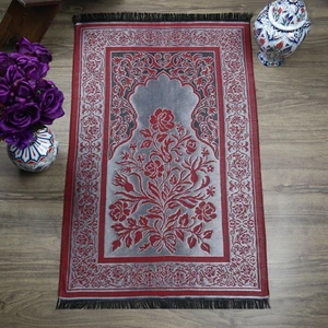 Asya Bayrak Ipek Saten Osmanlı Desen Seccade Kırmızı