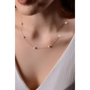 Altın Kaplama 925 Ayar Gümüş Gerçek Inci Kolye