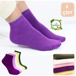 Kral Socks Kadın Kaliteli Bambu Patik Çorap (5 Adet) Dikişsiz Görünmez Parfümlü Kısa Model Çorap