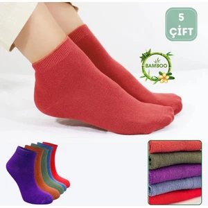 Kral Socks Kadın Kaliteli Bambu Patik Çorap (5 Adet) Dikişsiz Görünmez Parfümlü Kısa Model Çorap