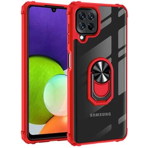 Techno Guru Samsung Galaxy A22 4g Yüzüklü ve Kenarları Renkli Köşe Korumalı Mola Premium Pc Silikon Kılıf