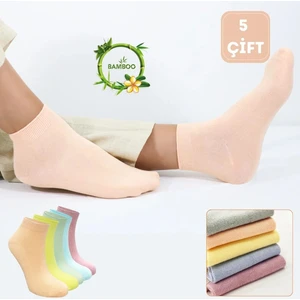 Kral Socks Kadın Kaliteli Bambu Patik Çorap (5 Adet) Dikişsiz Görünmez Parfümlü Kısa Model Çorap