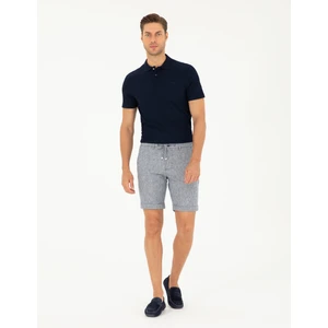 Pierre Cardin Erkek Açık Lacivert Slim Fit Keten Karışımlı Beli Lastikli Bağcıklı Dokuma Şort 50284287-VR059