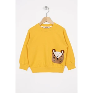 Cep Detaylı Hardal Renk Erkek Çocuk Sweatshirt