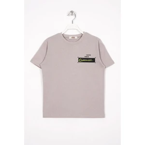 Ön ve Arkası Baskılı Taş Rengi Erkek Çocuk Tshirt