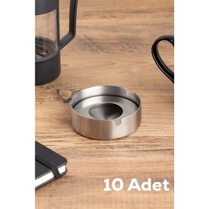Doğuş Mutfak 10-Adet Kapaklı Büyük Boy Paslanmaz Çelik Kül Tablası Krom Küllük 10 cm