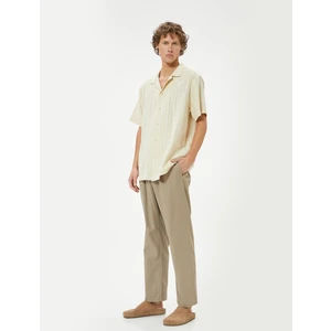 Keten Pantolon Beli Lastikli Cep Detaylı