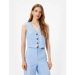 Yelek Slim Fit V Yaka Düğmeli