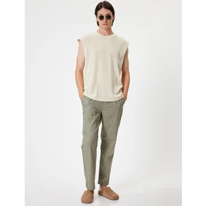 Keten Pantolon Beli Lastikli Cep Detaylı