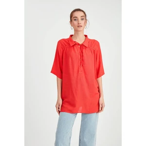 Önü Düğmeli Bağlamalı Bluz