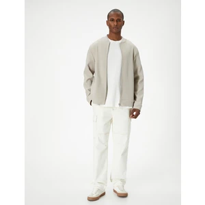 Bomber Ceket Dokulu Fermuarlı Cep Detaylı