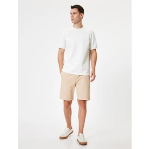 Bermuda Şort Kanvas Beli Lastikli Cep Detaylı Pamuklu