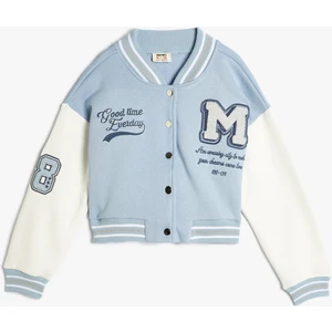 Bomber Kolej Ceket Aplike Detaylı Uzun Kollu Renk Bloklu