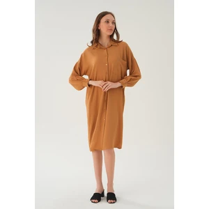 6773-1 Cep Detay Uzun Tunik Vizon