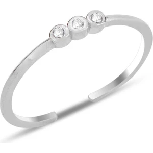 Söğütlü Silver Gümüş Rodyumlu Zirkon Taşlı Alttan Ayarlanabilir Tria Yüzük SGTL12235RODAJ