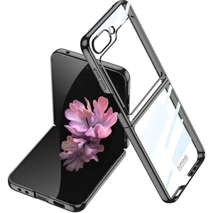 Samsung Galaxy Z Flip 6 Uyumlu Kılıf Premium Camlı Kapak Kamera Korumalı Metalik Kenarlı Glitter
