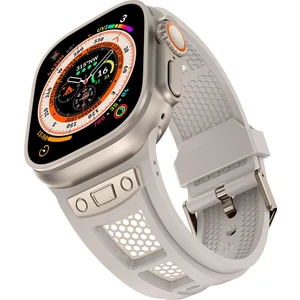 Apple Watch Ultra / Ultra 2 49 mm Uyumlu Silikon Kordon Metal Detaylı Hava Alabilen Premium Kayış