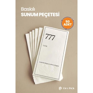 50'li Sunum Peçetesi Baskili Kagit Peçete Çift Katli 33X33 cm | 777 Şans Baskılı
