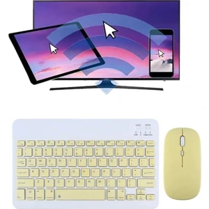 Alfa MEC Apple iPad Air 13 2024 Uyumlu Kablosuz Bluetooth Klavye+Mouse Set