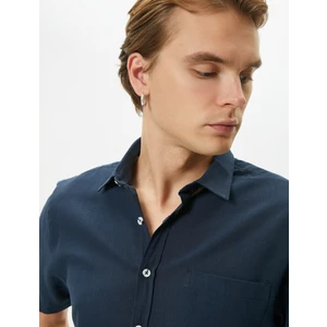 Kısa Kollu Gömlek Slim Fit Klasik Yaka Düğmeli Cep Detaylı