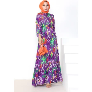 Belsin Dokuma Viskon Elbise 1041 - Mor